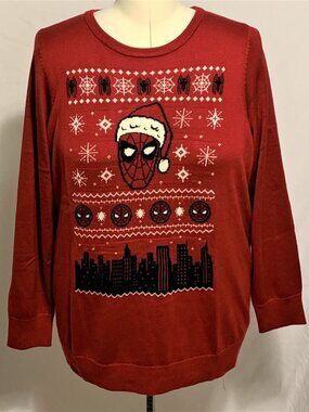 Torrid Ugly Christmas Sweater Marvel Spider-Man Santa Hat New York Plus 2 18 20